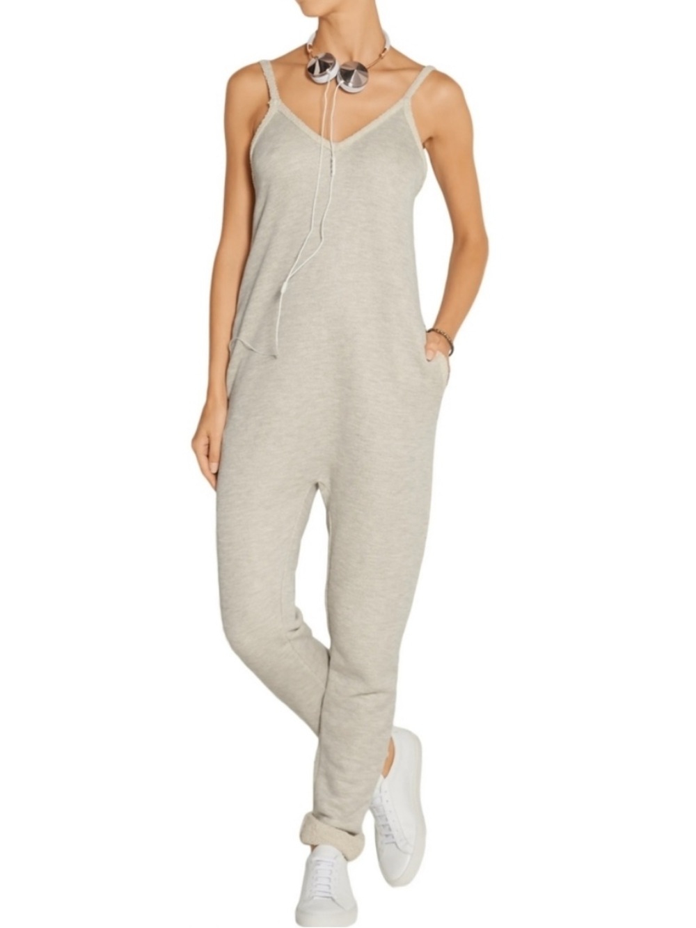 Mara Hoffman Active Sweat Jumpsuit Romper terrycloth knit gray medium